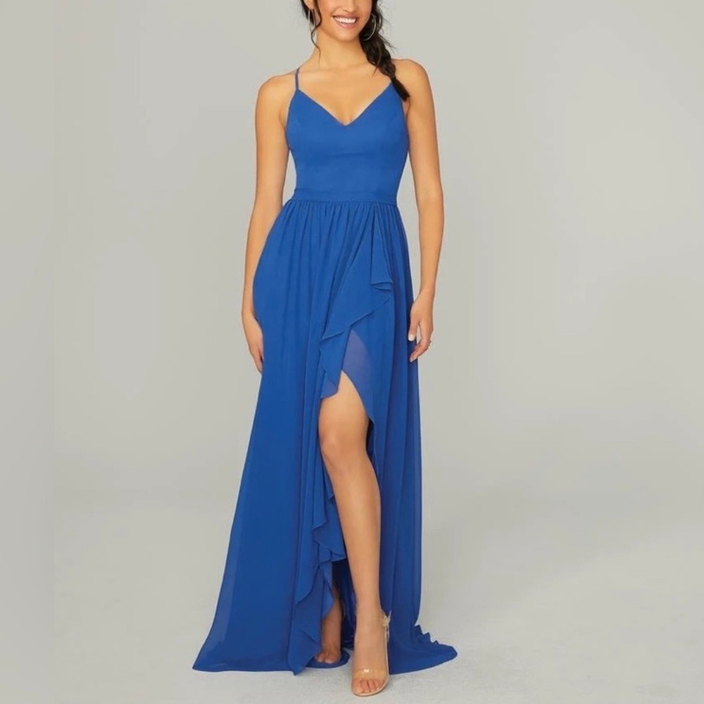 Morilee Madeline Gardner 21764‎ Almafi Blue Strappy Back Gown Size 20 NWT